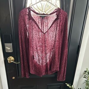 Lucky Brand Burgundy Lace Blouse